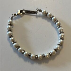 Napier Silver and White Pearl Bracelet